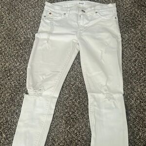 Women's Hudson White Distressed Jeans. Size 25.